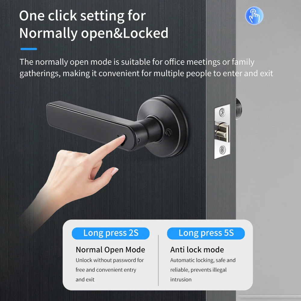 AuraKey™ Smart Fingerprint Door Lock – Tuya App Control, Fingerprint & Password Access