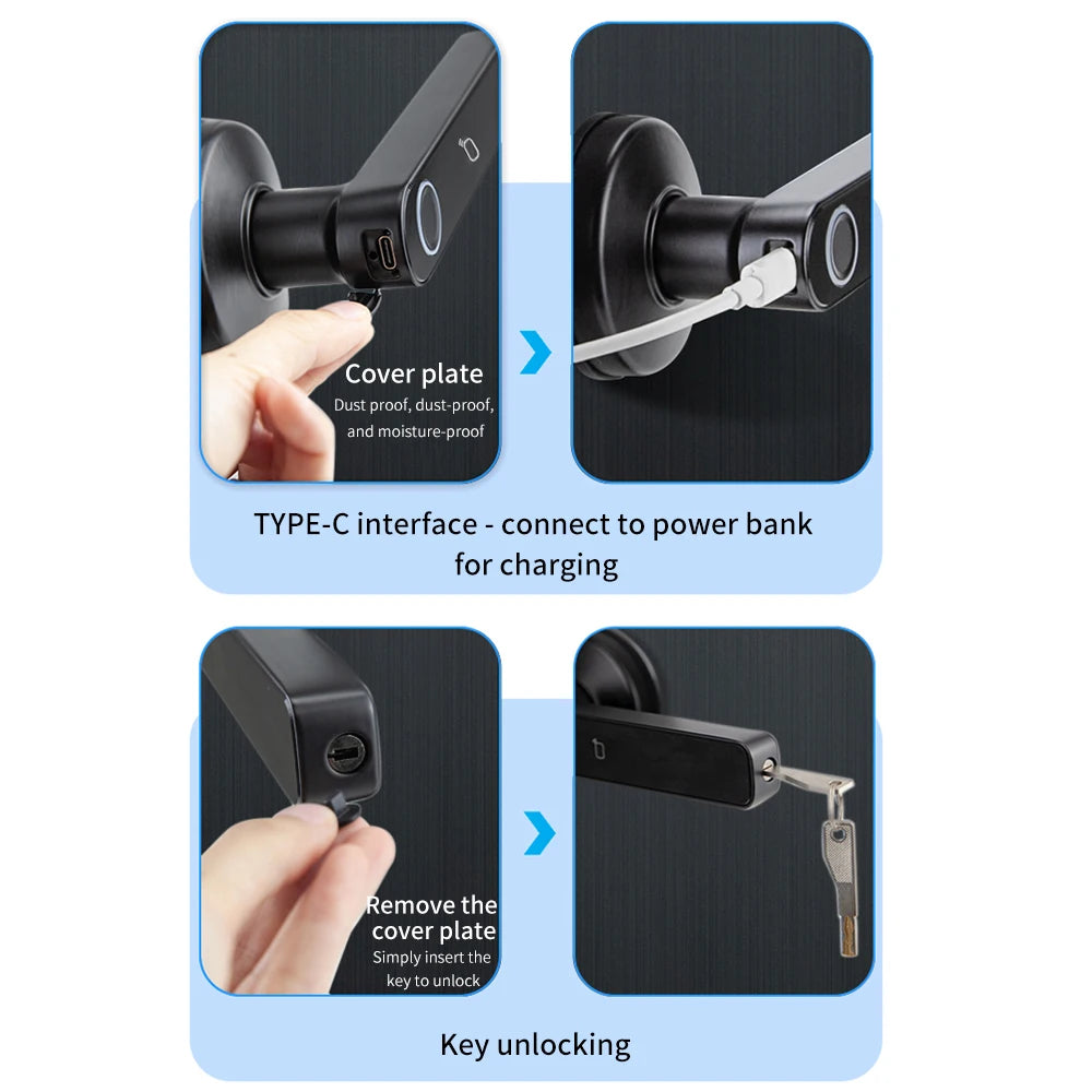 AuraKey™ Smart Fingerprint Door Lock – Tuya App Control, Fingerprint & Password Access