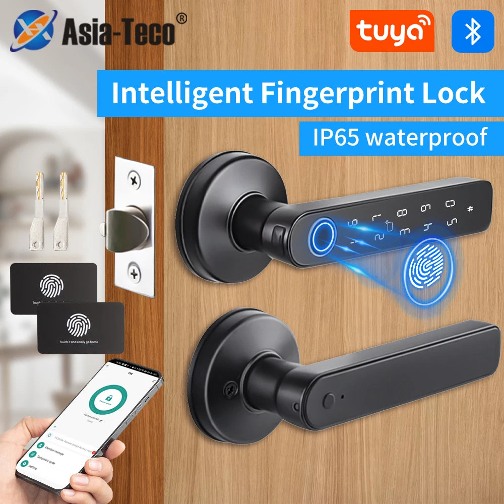 AuraKey™ Smart Fingerprint Door Lock – Tuya App Control, Fingerprint & Password Access