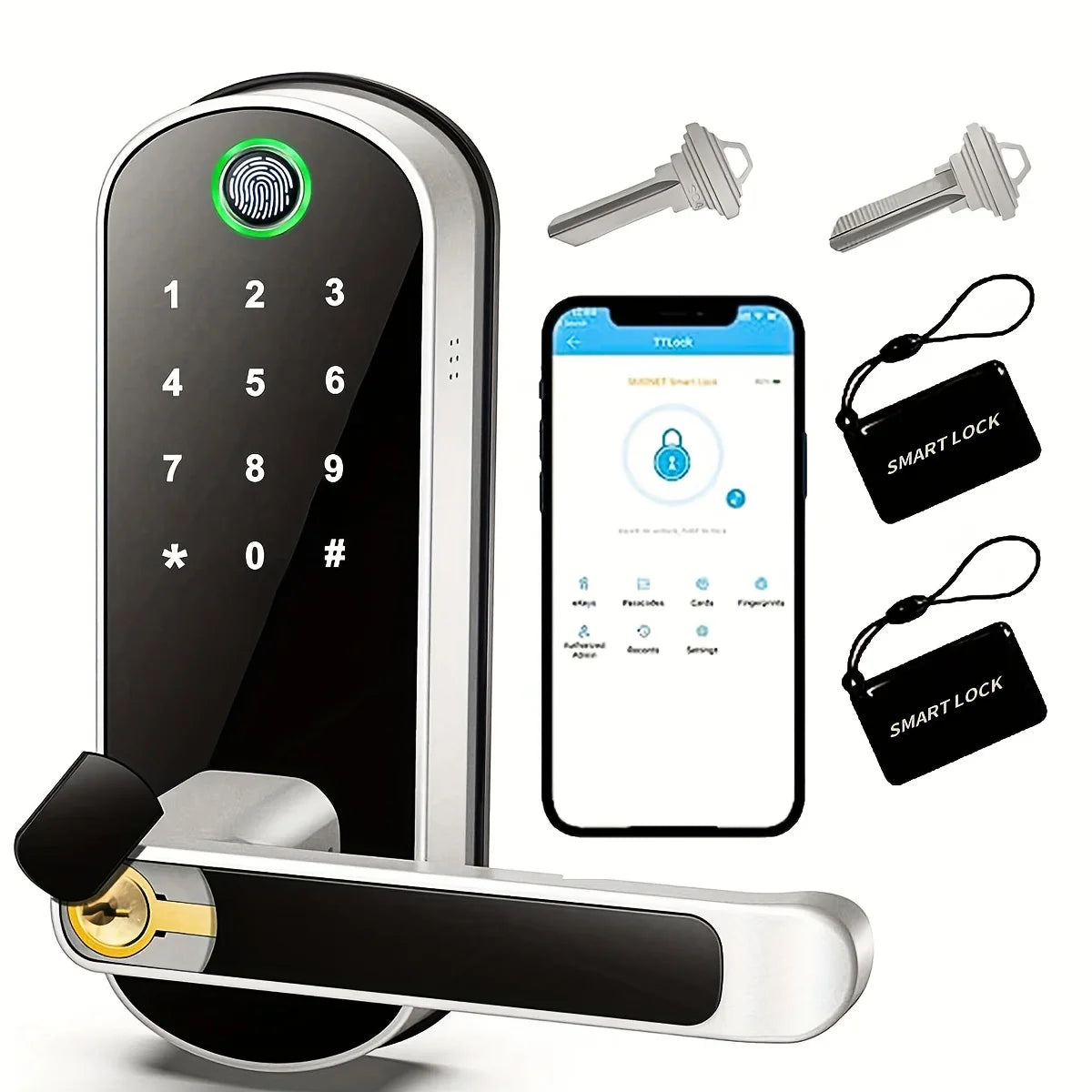 AuraLock™ Smart Fingerprint Door Lock – Wi-Fi App Control, Keyless Entry, NFC & IP67 Waterproof